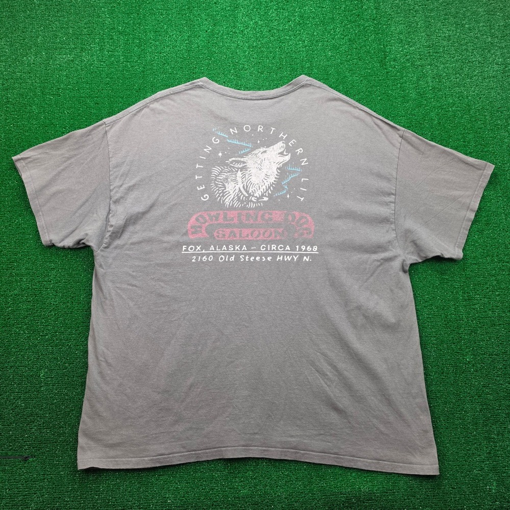 Dive Bar Shirt Club Tshirt Mens 3XL Gray Howling Dog Saloon Fox Alaska Wolf